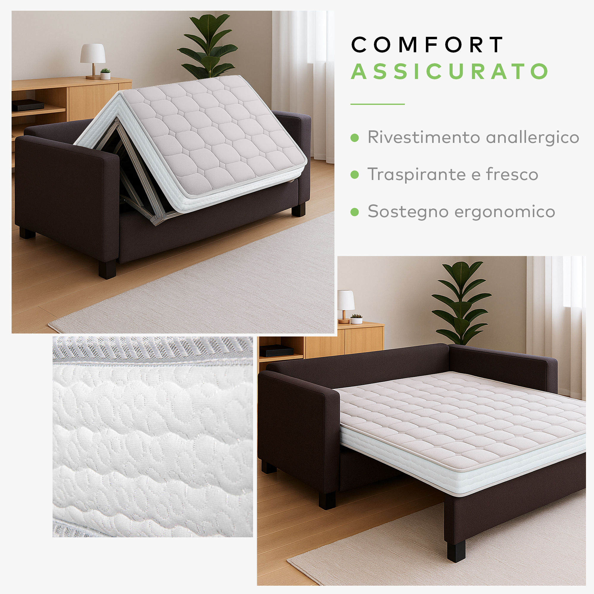 Matelas pour canapé-lit de 14 cm de haut DAYBED MEMORY - 2 Matelas pour canapé-lit de 14 cm de haut DAYBED MEMORY - 2