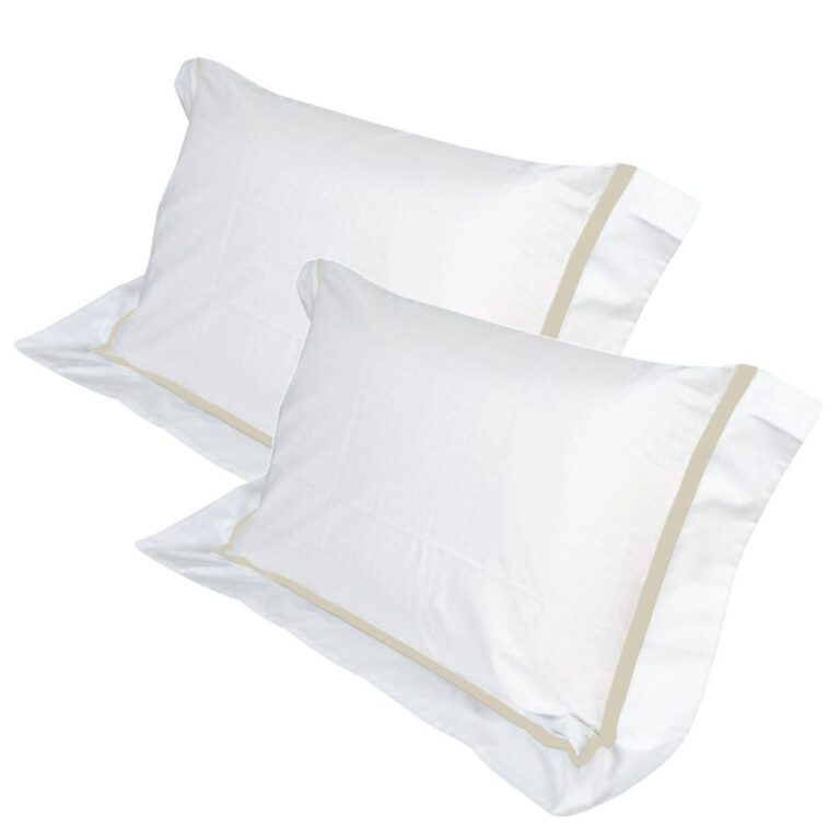 Paire d'oreillers avec taie d'oreiller blanche et beige élégante- Dalì