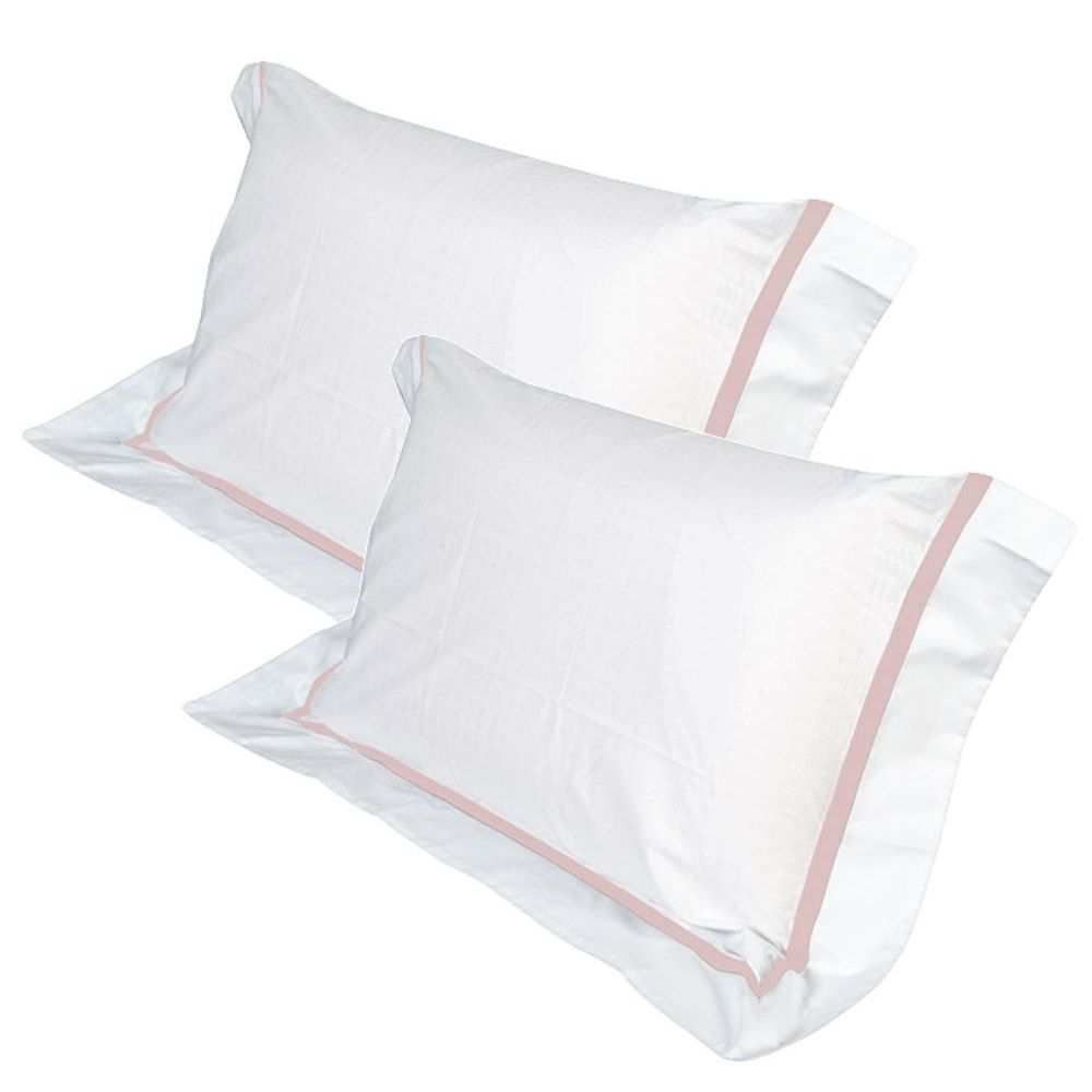 Paire d'oreillers avec une élégante taie d'oreiller blanche et rose- Dalì