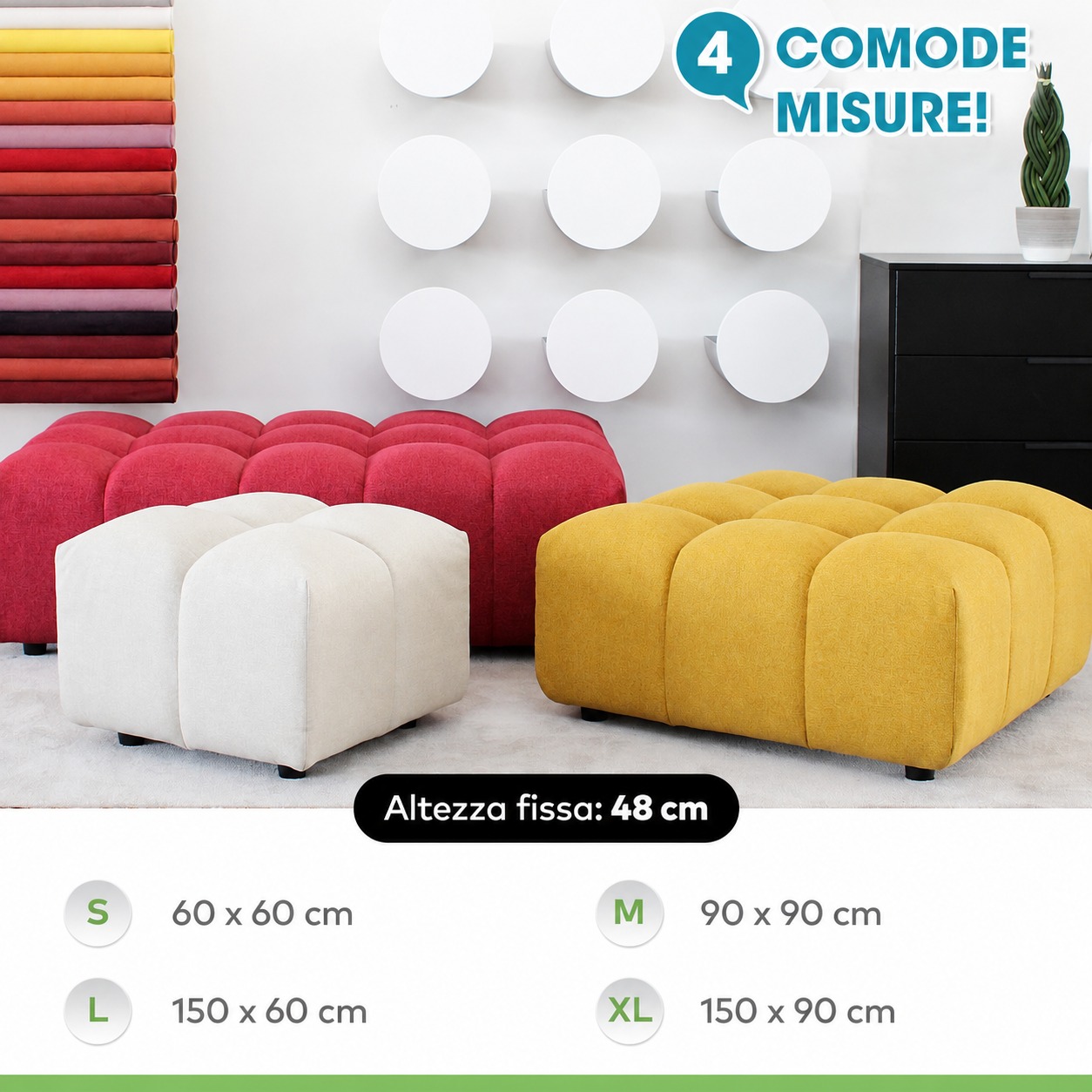 Pouf repose-pieds aux courbes douces, Pouf Rubiq - 0 Pouf repose-pieds aux courbes douces, Pouf Rubiq - 0
