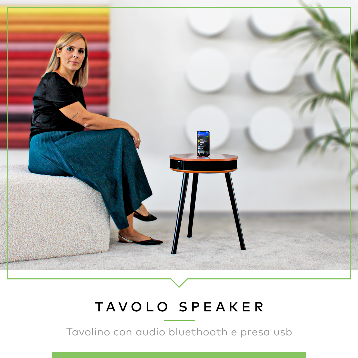 Table Enceinte Bluetooth, Basse Portable avec Chargeur USB - 5